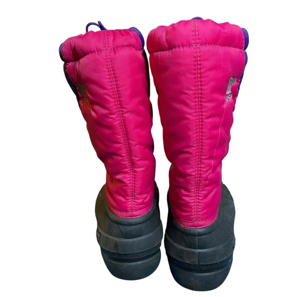 Sorel Flurry Waterproof Winter Snow Boots Pink Purple Girls Youth Size 5